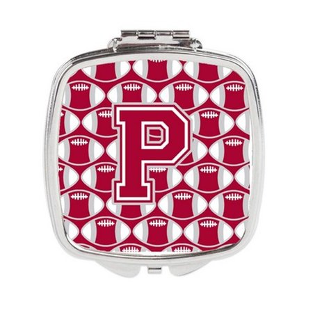 CAROLINES TREASURES Letter P Football Crimson, Grey and White Compact Mirror CJ1065-PSCM